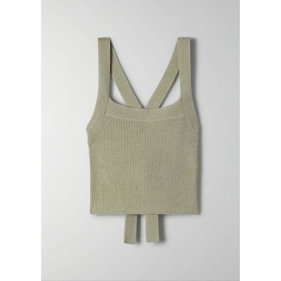 Aritzia Wilfred Cayenne Cropped Knit Halter Top Sage Green Size M - Picture 12 of 12